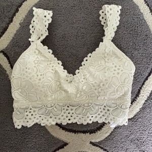 Aeropostale White Lace Halter Bralette, Small
